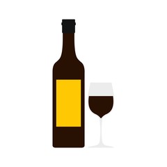 Bottle of wine icon, flat style