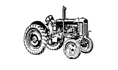 Vintage Retro Tractor Farming Machinery Illustration