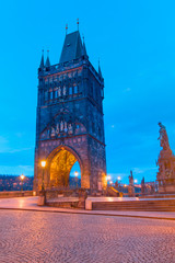Fototapeta premium Prague Castle and Charles Bridge, Prague, Czech Republic, Vltava river in foreground