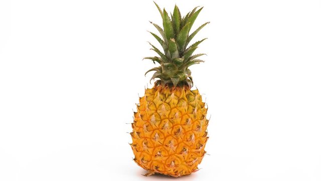 Pineapple rotating on white background, 4K 