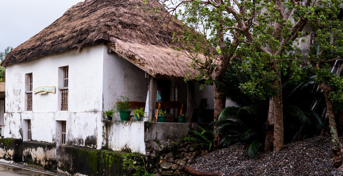 Stone house with cogon roof in Batanes, Philippines