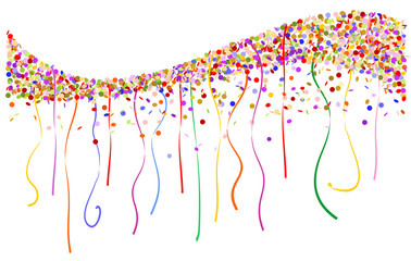 Karneval Welle aus buntem Konfetti und Luftschlangen