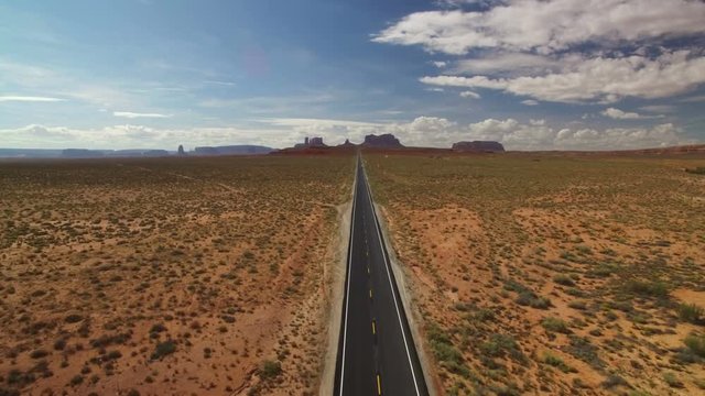 Monument Valley Aerial Shot of Forest Gump Point on Highway