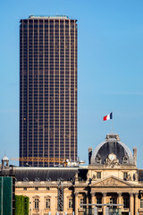 Traditional and new high-rise building in Paris