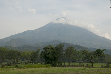Fototapeta premium Volcan in Guatemala of name Agua, 3,760 m. Central America. Nature reserve attractive landscape tourism.