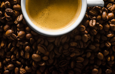 coffee cup and coffee beans