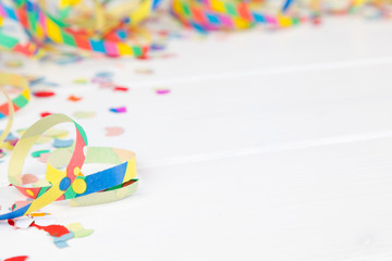 frame carnival party background with confetti and streamer
