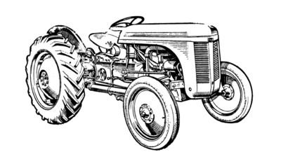 Tractor Illustration on White Background