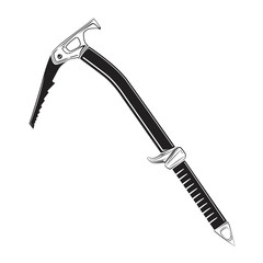 Mountaineering pickaxe monochrome