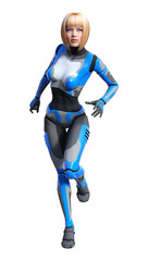 3D Rendering Female Robot on White
