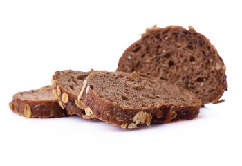 Fresh whole grain bread  on white background
