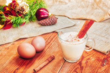 Homemade White Holiday Eggnog with a Cinnamon Stick