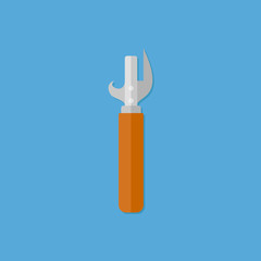 Can opener isolated on blue background. Flat style icon. Vector illustration.