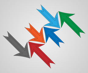 Set of colored arrows on white background. Vector multicolored arrows.
