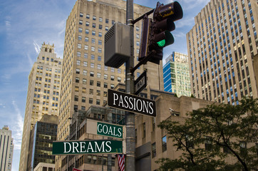 concept of goals written on signs