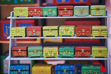 Colorful little jewel boxes on Easter fair in Vilnius