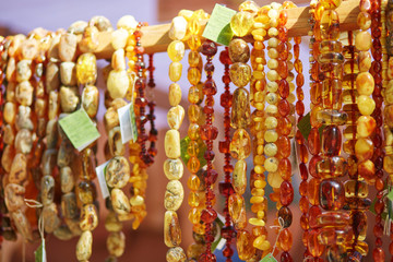 Amber necklaces sold on Easter fair in Vilnius