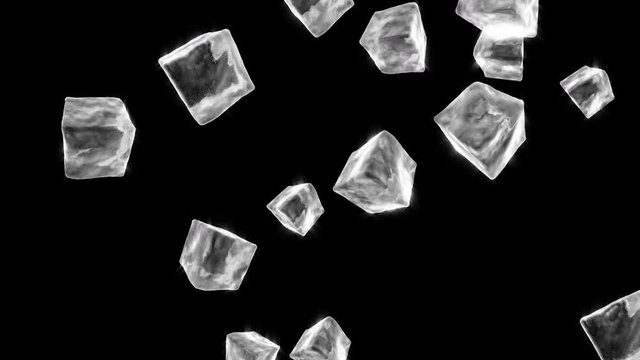 Ice cubes falling on black - Powered by Adobe