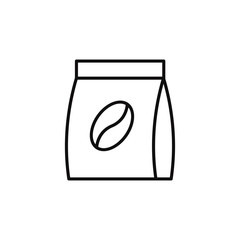 Line icon of coffee bean package. Linear vector file