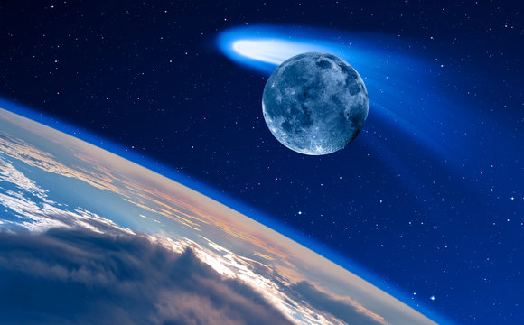 Comet on the space"Elements of this image furnished by NASA "