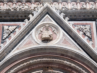 Detail of west facade of Siena Cathedral