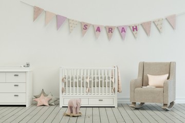 Kinderzimmer mit Wimpelgirlande - Name Sarah