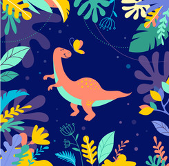 Dinosaurs collection, cute illustrations of prehistoric animals