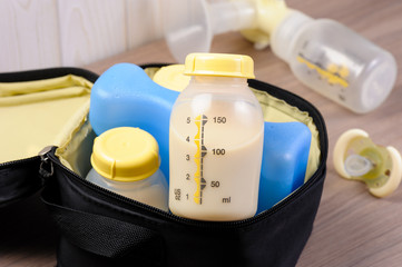 Bottle of mother breast milk