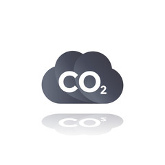 co2 emissions, carbon dioxide cloud icon