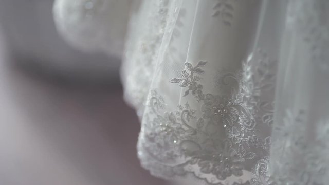 Beautiful white wedding dress detail.