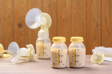 Bottle of mother breast milk