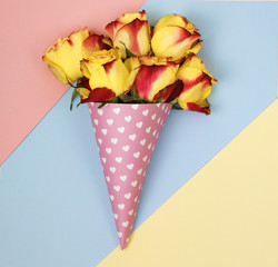 flowers in a horn for ice cream