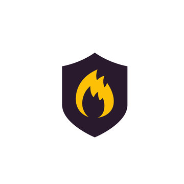 Fire protection icon with shield