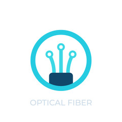 optical fiber icon, vector logo on white