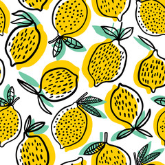 Zitrone nahtlose Muster-Vektor-Illustration. Sommerdesign