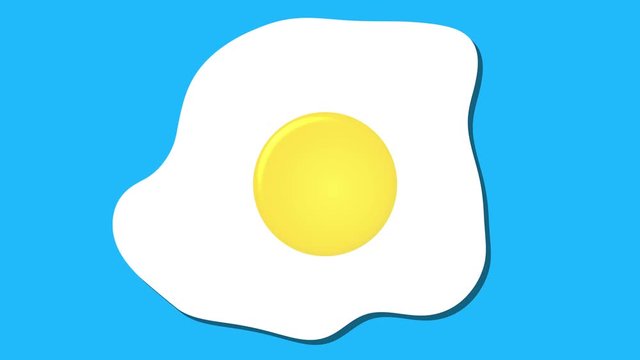 fried egg icon, cartoon food animation blue