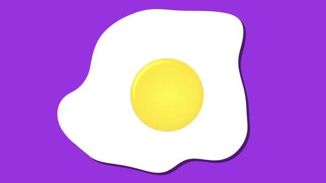 fried egg icon, cartoon food animation purple
