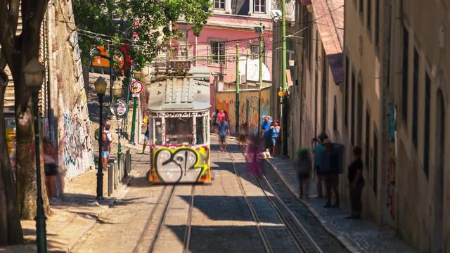 Lisbon Portugal classic tram summer cable car
