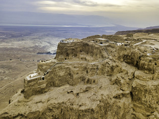 Masada - Aerial image of the ancient fortification in the Southern District of Israel