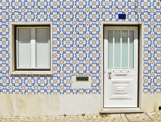 facade of the house with tiles in portugal
