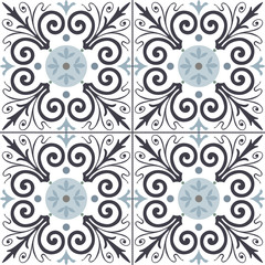 Portuguese tiles pattern. Vintage background. Vector seamless texture