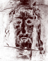 The graphic inspired by Jesus Christ face from Shroud of Turin.