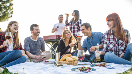 Friends having fun in a park