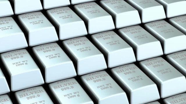 Silver bars background, animation. 3D rendering