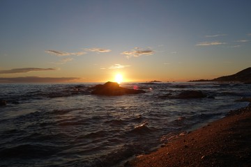 Obraz premium Sunset at the beach, Ajaccio, Corsica 
