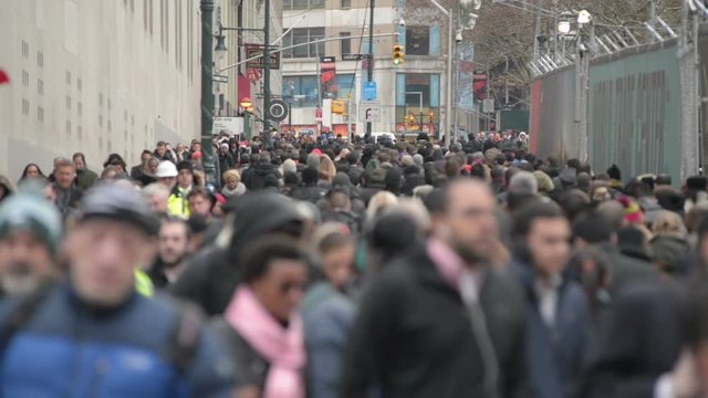 New York City,USA - November 2014: 4K Video of people walking in downtown Manhattan
