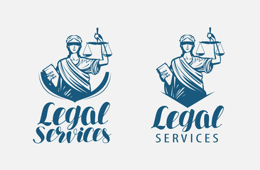 Legal services logo. Notary, justice, lawyer icon or symbol. Vector illustration