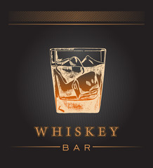 Whiskey in glass. Vector illustration