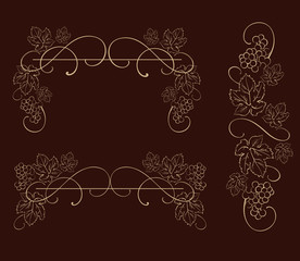 Decorative grapes. Decorative grapes, vine vector ornament. Abstract vector design element.