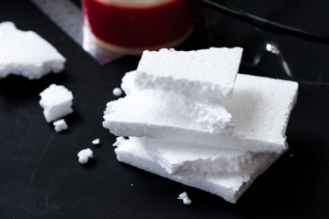 White polystyrene foam, material for packaging or craft applications